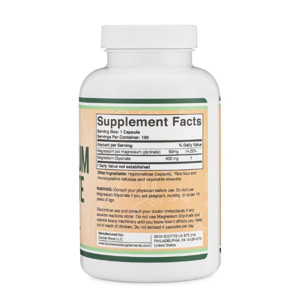 MAGNESIUM GLYCINATE 400MG 180 VEGGIE CAPSULES