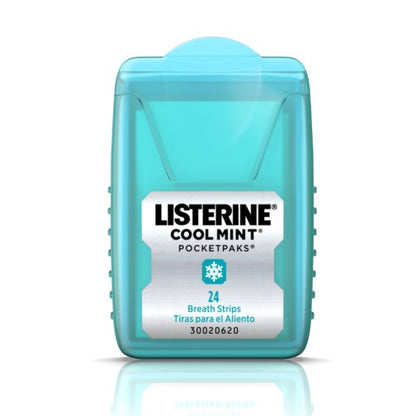 Listerine Cool Mint Pocketpaks Breath Strips Kills Bad Breath Germs 24-Strip Pack