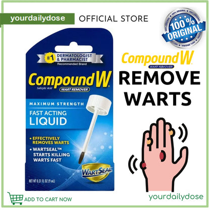 Compound W Maximum Strength Fast Acting Liquid Salicylic Acid Wart Remover 9ml