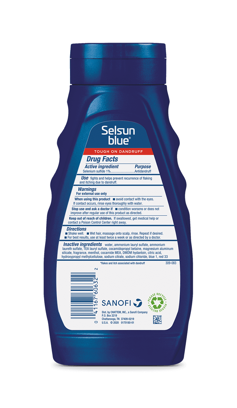 SELSUN Blue Medicated Anti Dandruff Shampoo with Menthol 11 fl. oz 325ml | Pyrithione zinc 1%  621ml