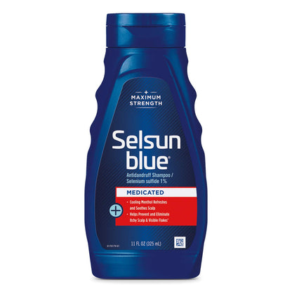 SELSUN Blue Medicated Anti Dandruff Shampoo with Menthol 11 fl. oz 325ml | Pyrithione zinc 1%  621ml