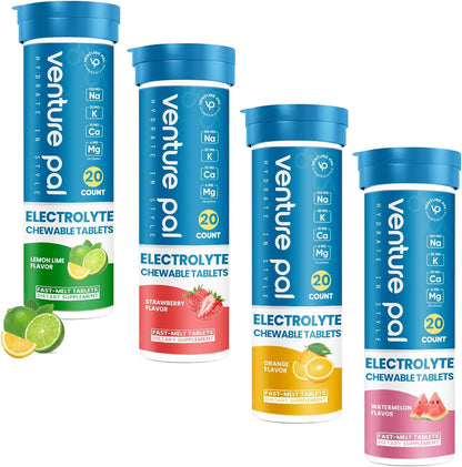 Venture Pal Chewable Fast-Melt Electrolyte Tablets Tablets Sugar Free Fizzy Salt Tablets for Running