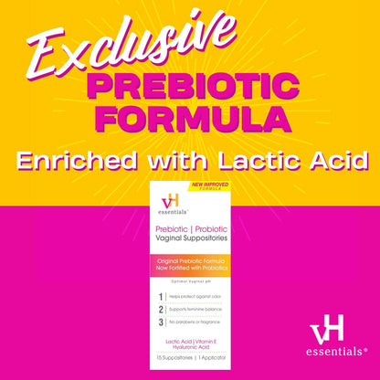 VH essentials Prebiotic PH Balanced Vaginal Suppositories Box 15 Count