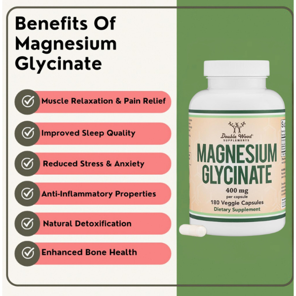 MAGNESIUM GLYCINATE 400MG 180 VEGGIE CAPSULES