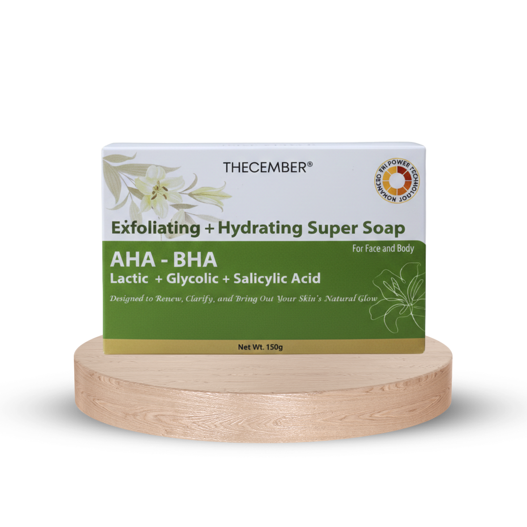 THECEMBER AHA BHA Exfoliating Soap 150g | Lactic, Glycolic &amp; Salicylic Acid Face &amp; Body Cleansing Bar