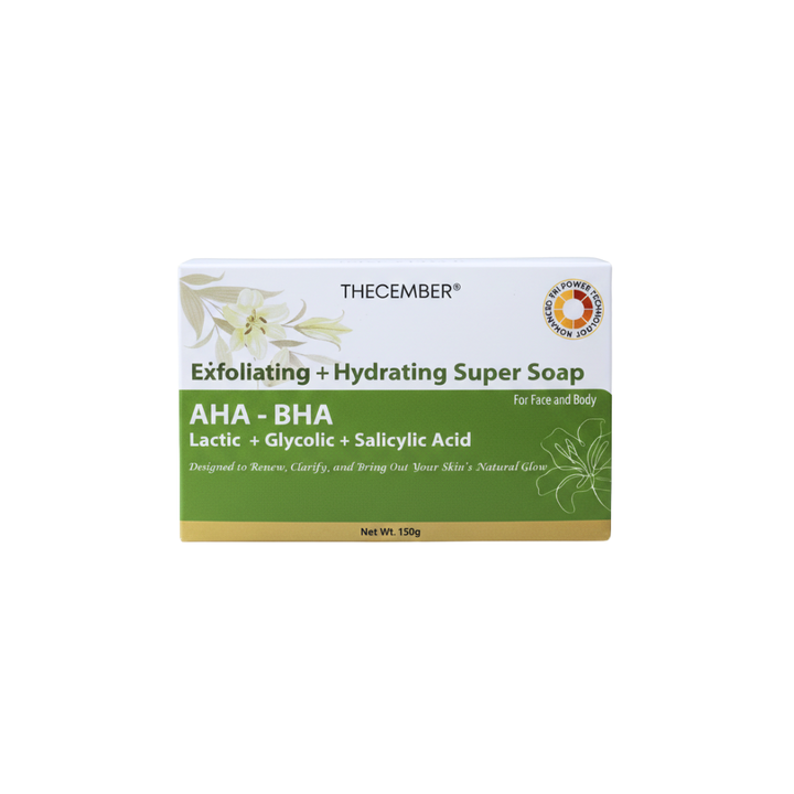 THECEMBER AHA BHA Exfoliating Soap 150g | Lactic, Glycolic &amp; Salicylic Acid Face &amp; Body Cleansing Bar