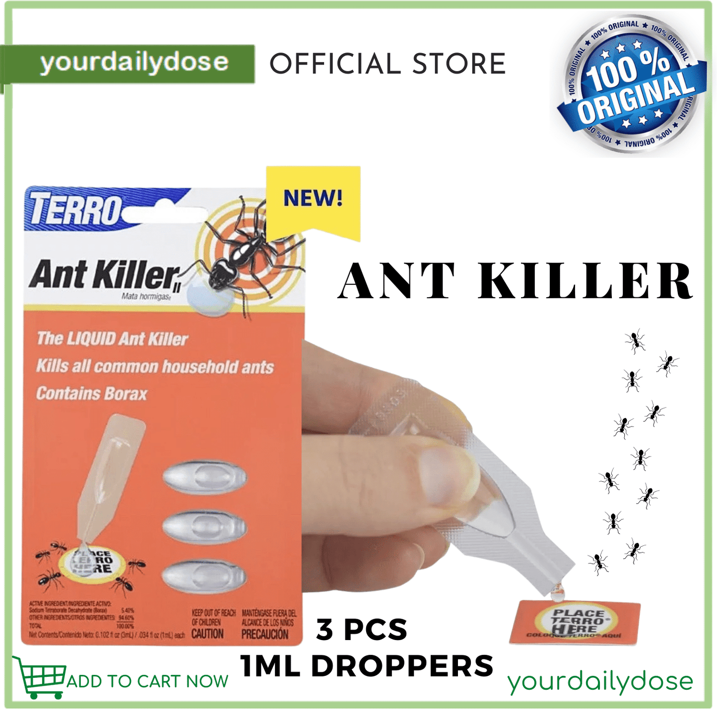 TERRO Liquid Ant Killer 3 pieces 1ml Droppers