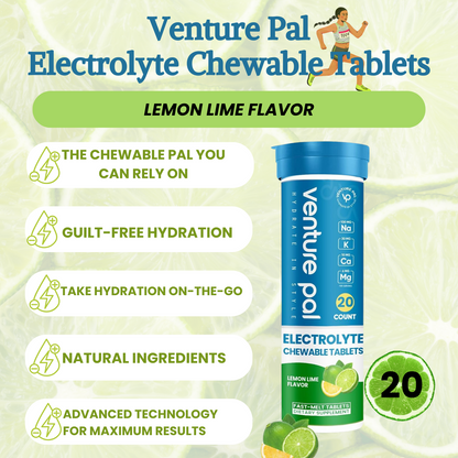 Venture Pal Chewable Fast-Melt Electrolyte Tablets Tablets Sugar Free Fizzy Salt Tablets for Running