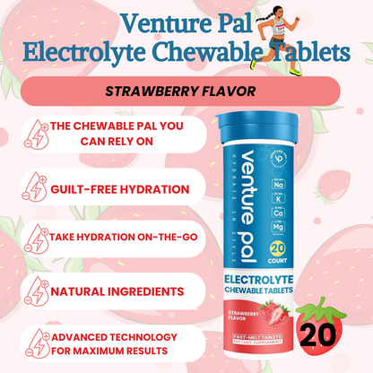 Venture Pal Chewable Fast-Melt Electrolyte Tablets Tablets Sugar Free Fizzy Salt Tablets for Running