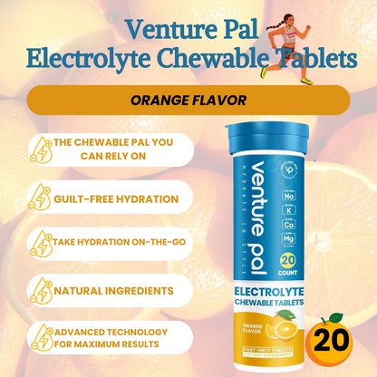 Venture Pal Chewable Fast-Melt Electrolyte Tablets Tablets Sugar Free Fizzy Salt Tablets for Running