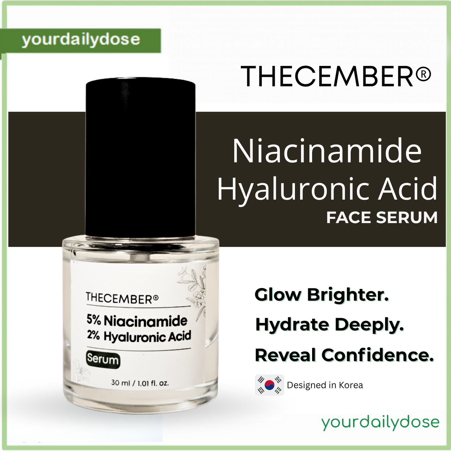 THECEMBER NIACINAMIDE &  HYALURONIC ACID FACE SERUM 30ML