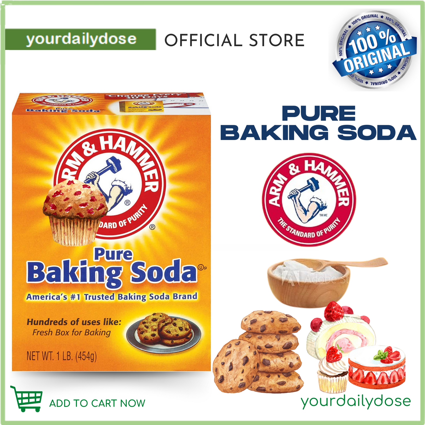 Arm & Hammer Pure Baking Soda 454g