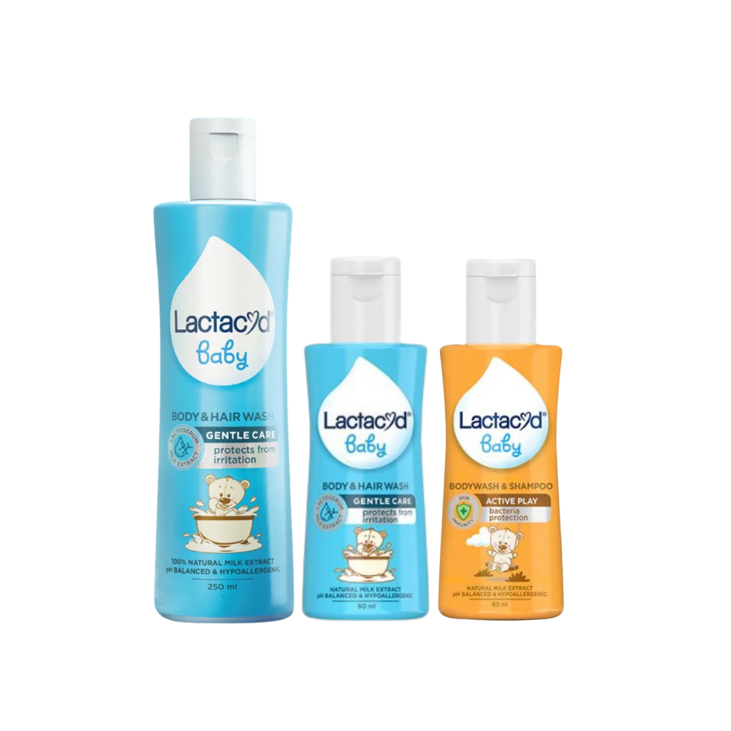 LACTACYD BABY HAIR &amp; BODY WASH I GENTLE CARE I ACTIVE PLAY 150ml I 60ml