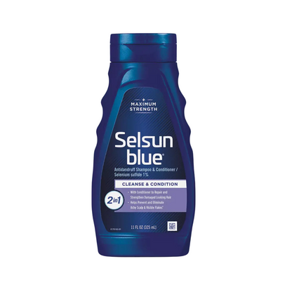 SELSUN Blue Medicated Anti Dandruff Shampoo with Menthol 11 fl. oz 325ml | Pyrithione zinc 1%  621ml