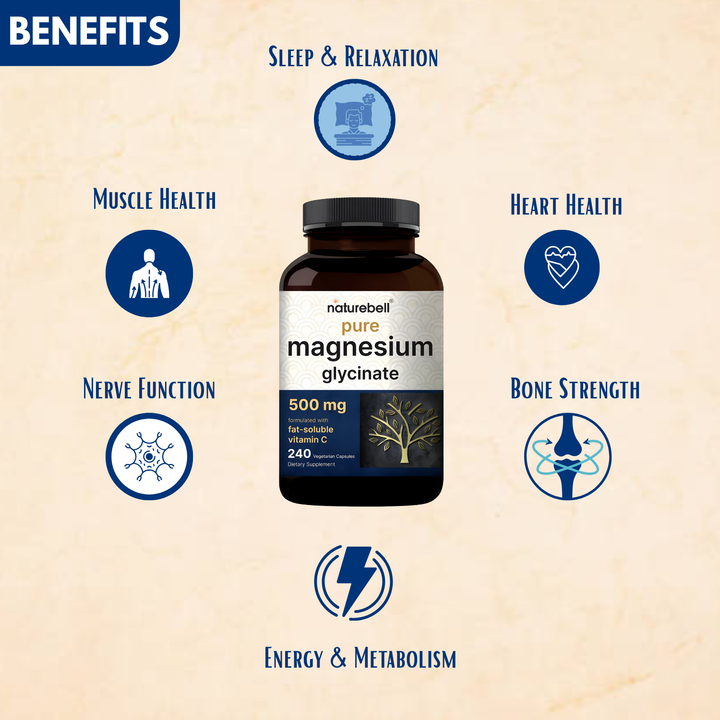 NATUREBELL PURE MAGNESIUM GLYCINATE 500MG 240capsules