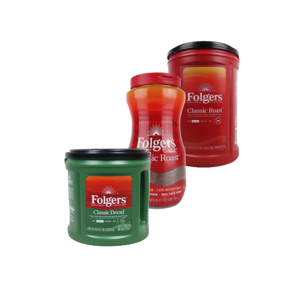Folgers Classic Coffee - Ground Coffee 1.23kg | Instant Coffee 453g | Decaffeinated Coffee 816g
