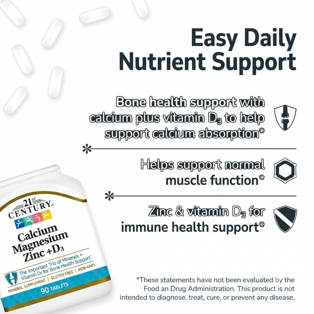 21st Century Calcium Magnesium Zinc + D3 90 tablets