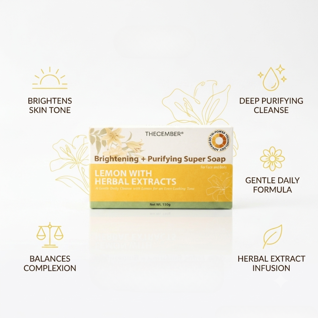 THECEMBER Lemon with Herbal Extracts Soap 150g | Refreshing Face &amp; Body Soap