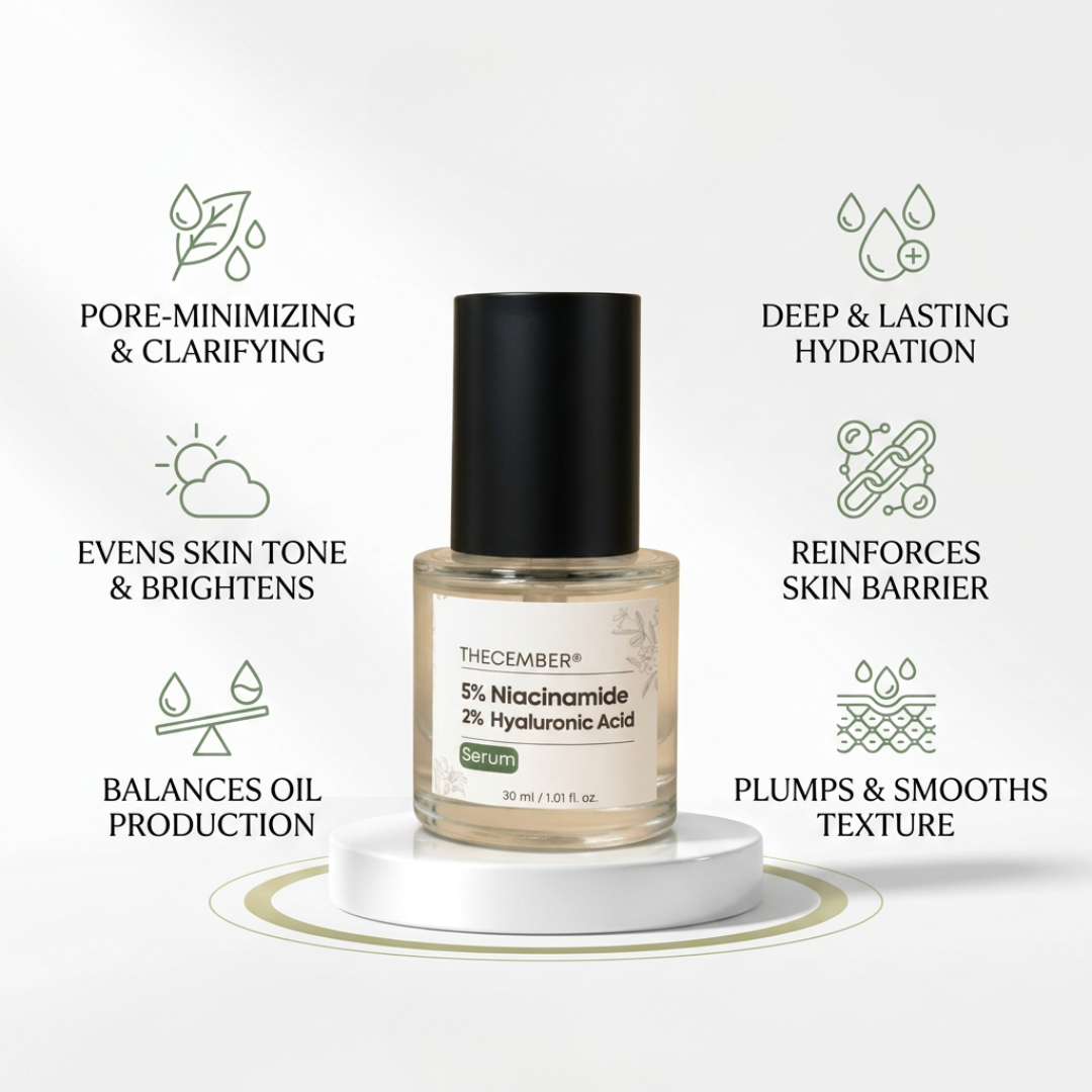 THECEMBER NIACINAMIDE &amp;  HYALURONIC ACID FACE SERUM 30ML