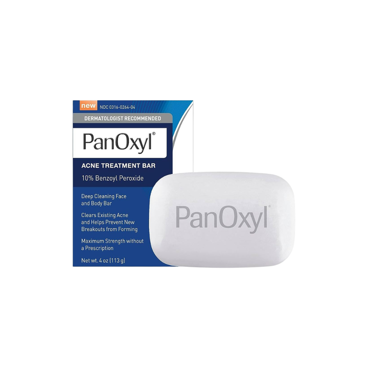 PanOxyl Acne Treatment Bar with 10% Benzoyl Peroxide, Maximum Strength Acne Bar Soap 113g