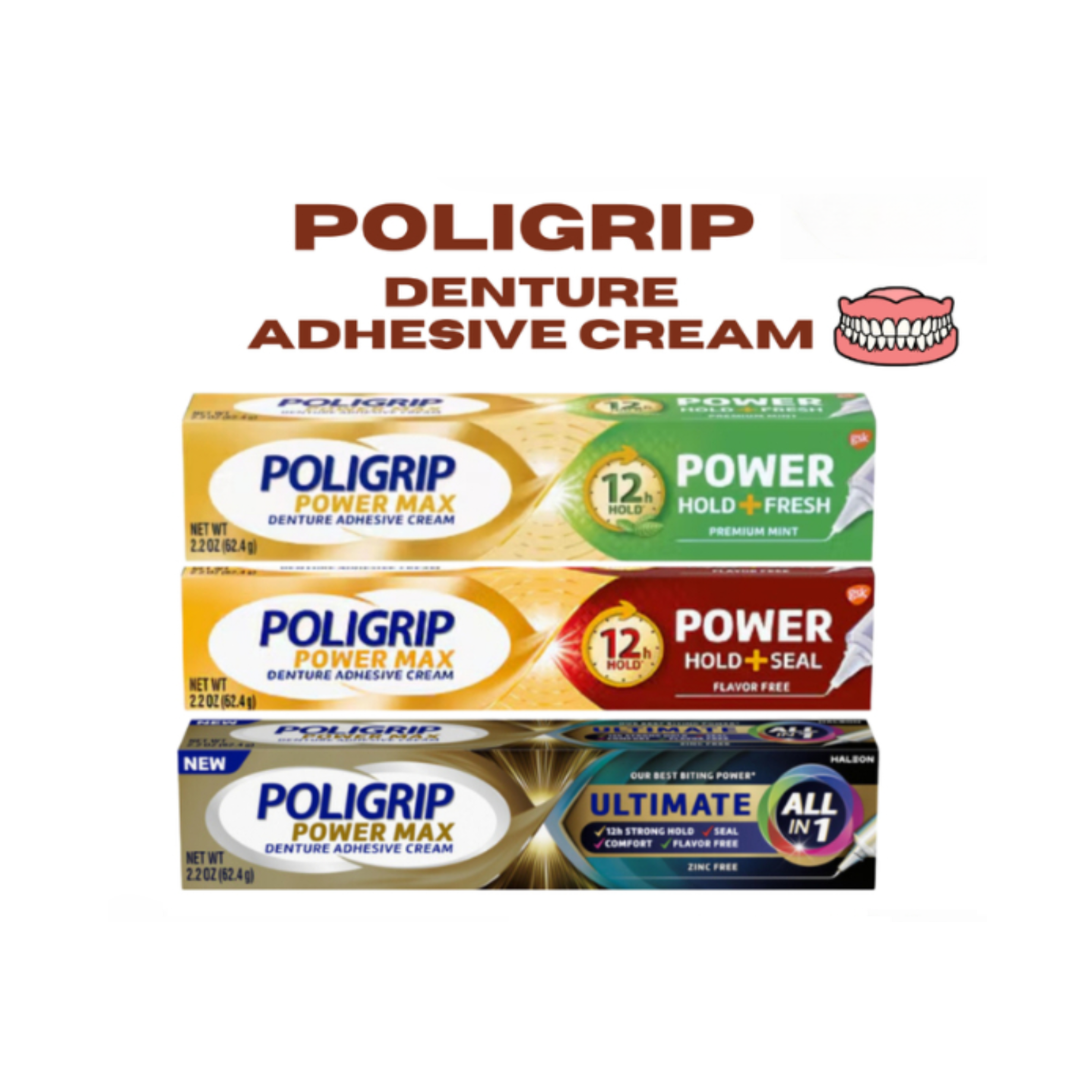 POLIGRIP DENTURE ADHESIVE CREAM 62.4GRAMS
