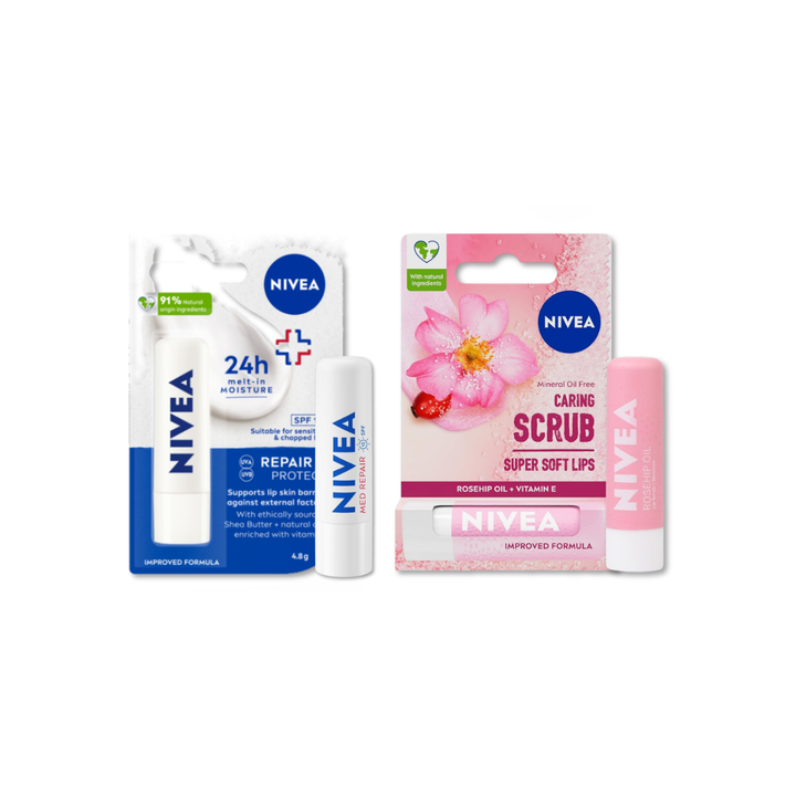 NIVEA Caring Lip Balm  DERMA REPAIR /ROSEHIP OIL CARING SCRUB 4.8G