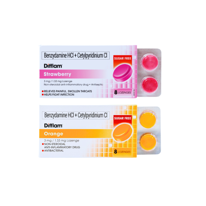 Difflam Benzydamine 3mg STRAWBERRY/ORANGE 2 LOZENGES