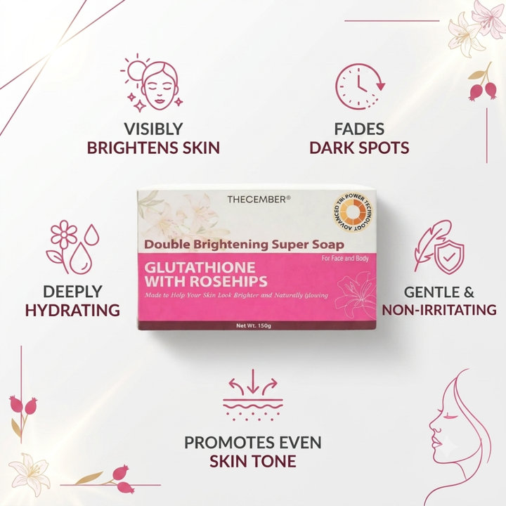 THECEMBER Glutathione with Rosehips Soap 150g | Brightening &amp; Nourishing Face &amp; Body Soap