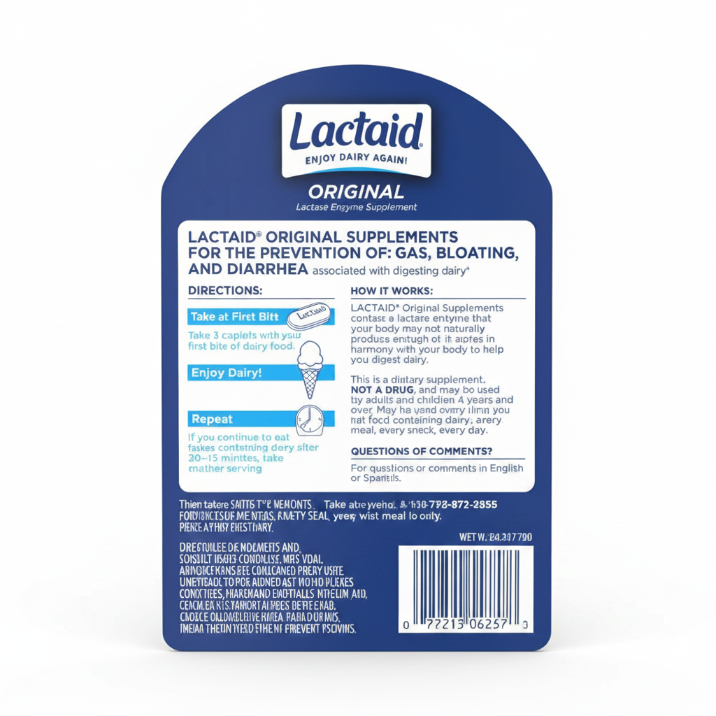 Lactaid Original Strength 120 Caplets Lactose Intolerance Relief