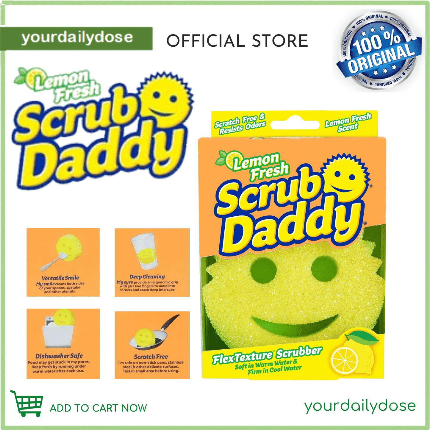 Scrub Daddy Lemon Fresh Scented Sponge (Pack of 1)