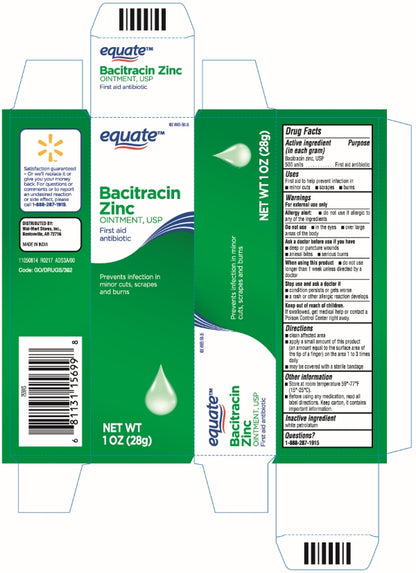 Equate Bacitracin Zinc USP Ointment First Aid Antibiotic 1 oz ( 28g)