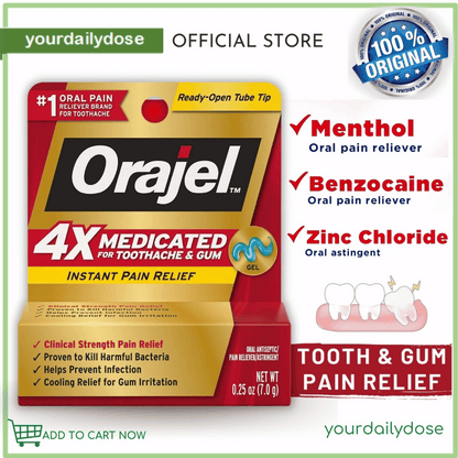 Orajel Instant Pain Relief Gel Severe Toothache 0.25 oz 7.0g