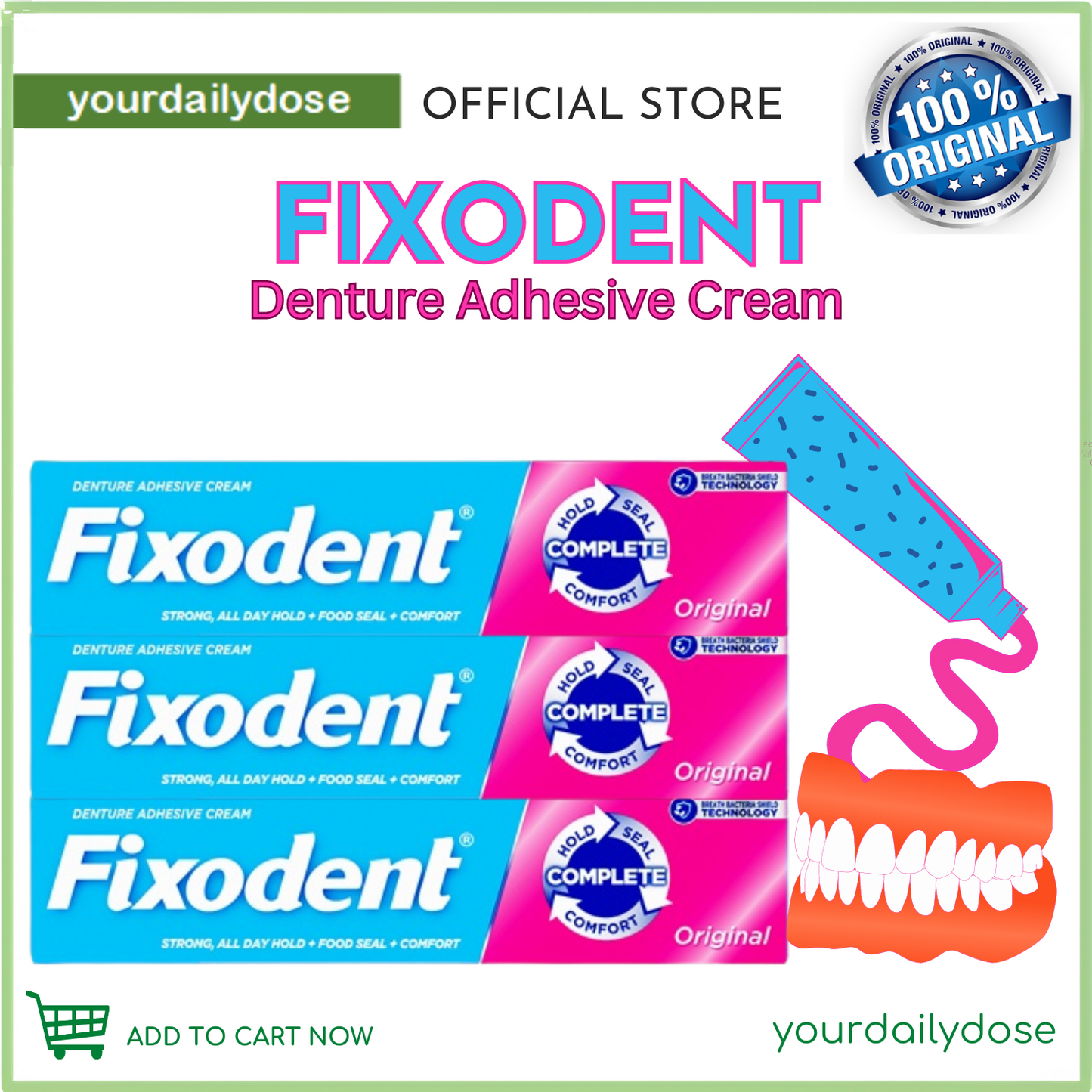 FIXODENT DENTURE ADHESIVE CREAM ORIGINAL 68G