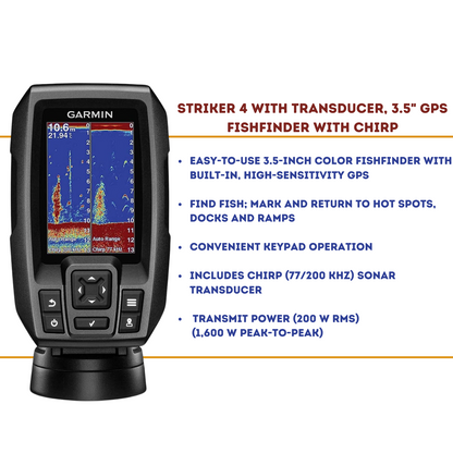 Garmin Striker 4 with Transducer, 3.5" GPS Fishfinder/ Stiker 4 Plus Dual Beam Transducer