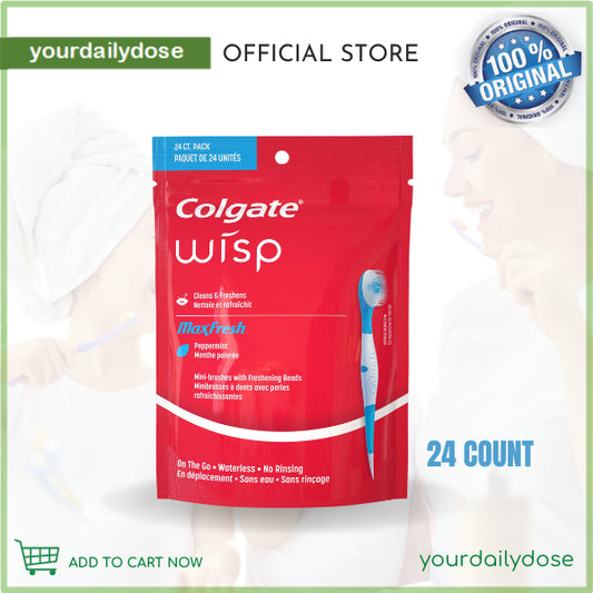 Colgate Max Fresh Wisp Disposable Mini Toothbrush, Peppermint - 24 Count