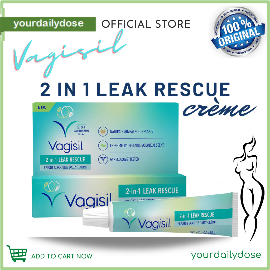 Vagisil 2-in-1 Leak Rescue Intimate Feminine Cream for Women 28 GRAMS