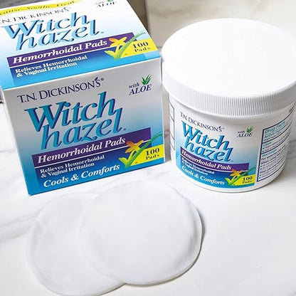 T.N. Dickinson’s Witch Hazel  Hemorrhoidal Pads with Aloe 100 Pads per Box