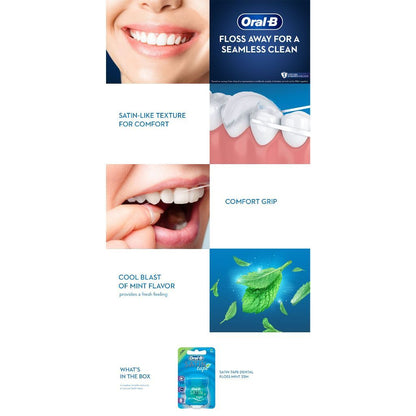 ORAL-B SATIN DENTAL FLOSS 25 METERS MINT FLAVOR