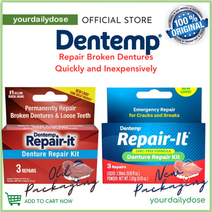 DENTEMP Repair -IT DENTURE REPAIR KIT fix broken denture