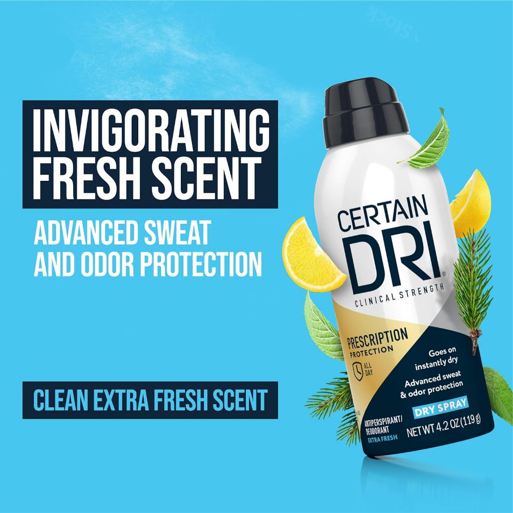 Certain Dri Prescription Strength Antiperspirant Deodorant Dry Spray for Men and Women 119g