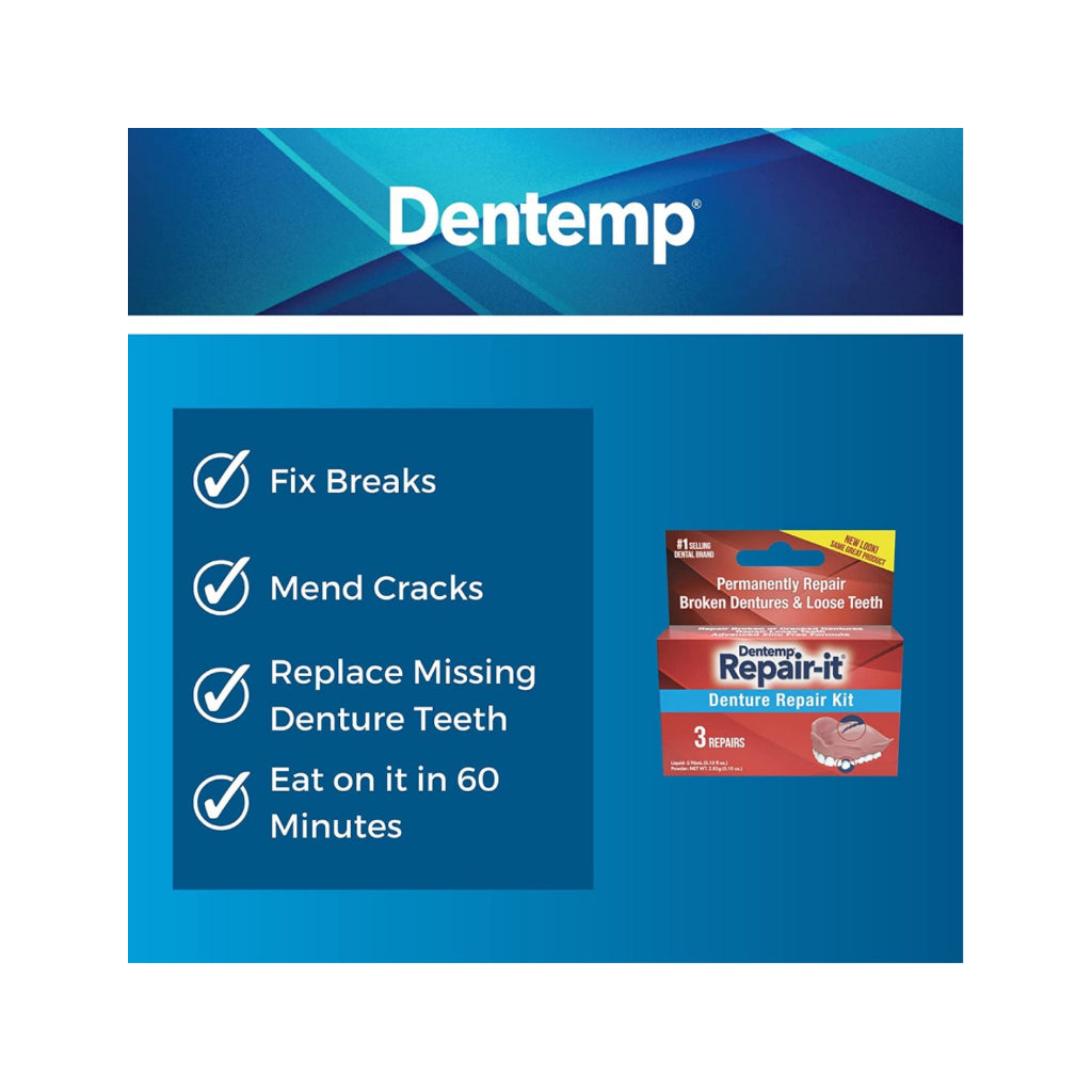 DENTEMP Repair -IT DENTURE REPAIR KIT fix broken denture