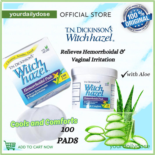 T.N. Dickinson’s Witch Hazel  Hemorrhoidal Pads with Aloe 100 Pads per Box