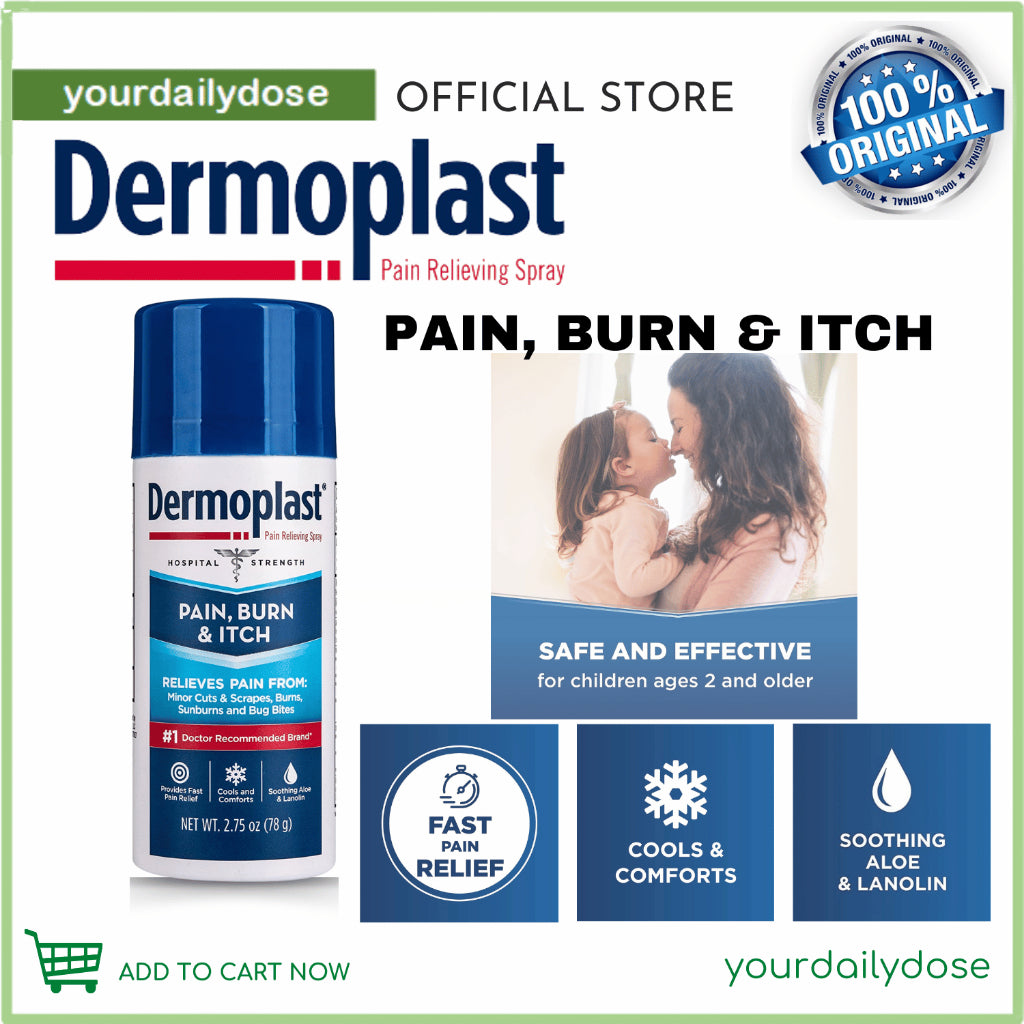 Dermoplast Pain, Burn &amp; Itch Relief Spray/First Aid Antibacterial Spray 2.75 Oz