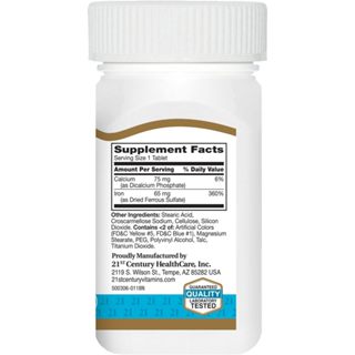 21st Century, Iron 65 mg, 120 Tablets