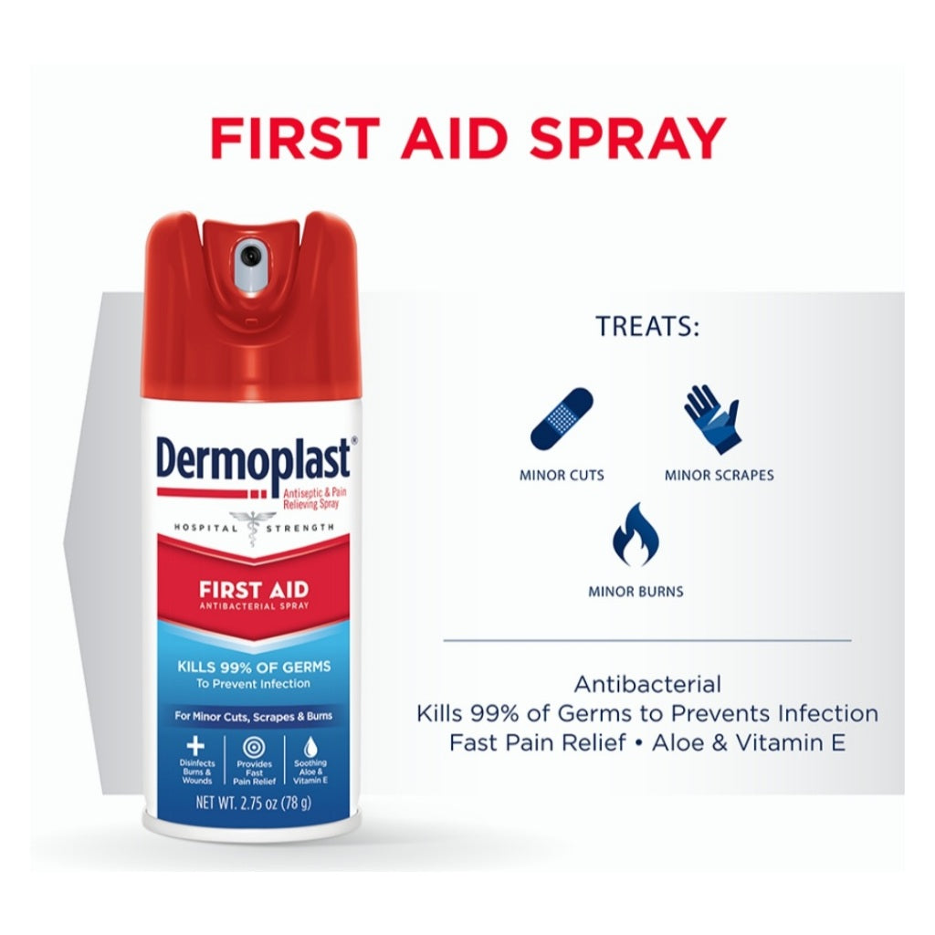 Dermoplast First Aid Spray for Minor Cuts, Scrapes and Burns, 2.75oz | 78g