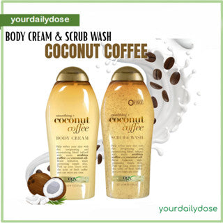 OGX Smoothing + Coconut Coffee Body Scrub &amp; Wash 577mL