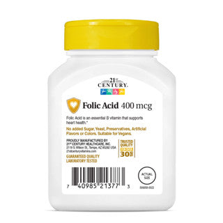 21st Century Folic Acid 400mcg  250 Tablets / 800 mcg 180 Tablets