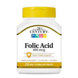 21st Century Folic Acid 400mcg  250 Tablets / 800 mcg 180 Tablets