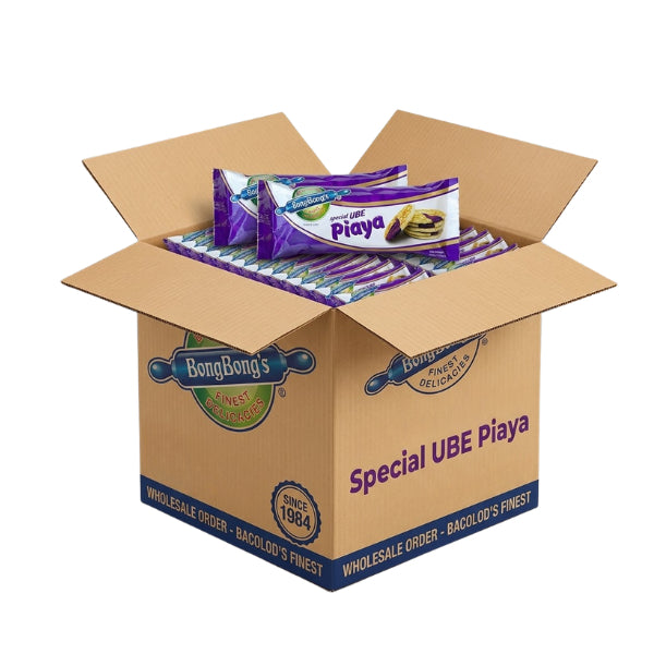 Bongbong’s Piaya Bulk Order Box in Plain, Ube, or Combo Flavors (30 TO 50 PACKS)