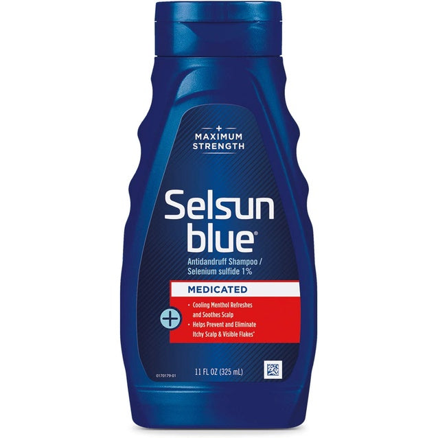 SELSUN Blue Medicated Anti Dandruff Shampoo with Menthol 11 fl. oz 325ml | Pyrithione zinc 1%  621ml